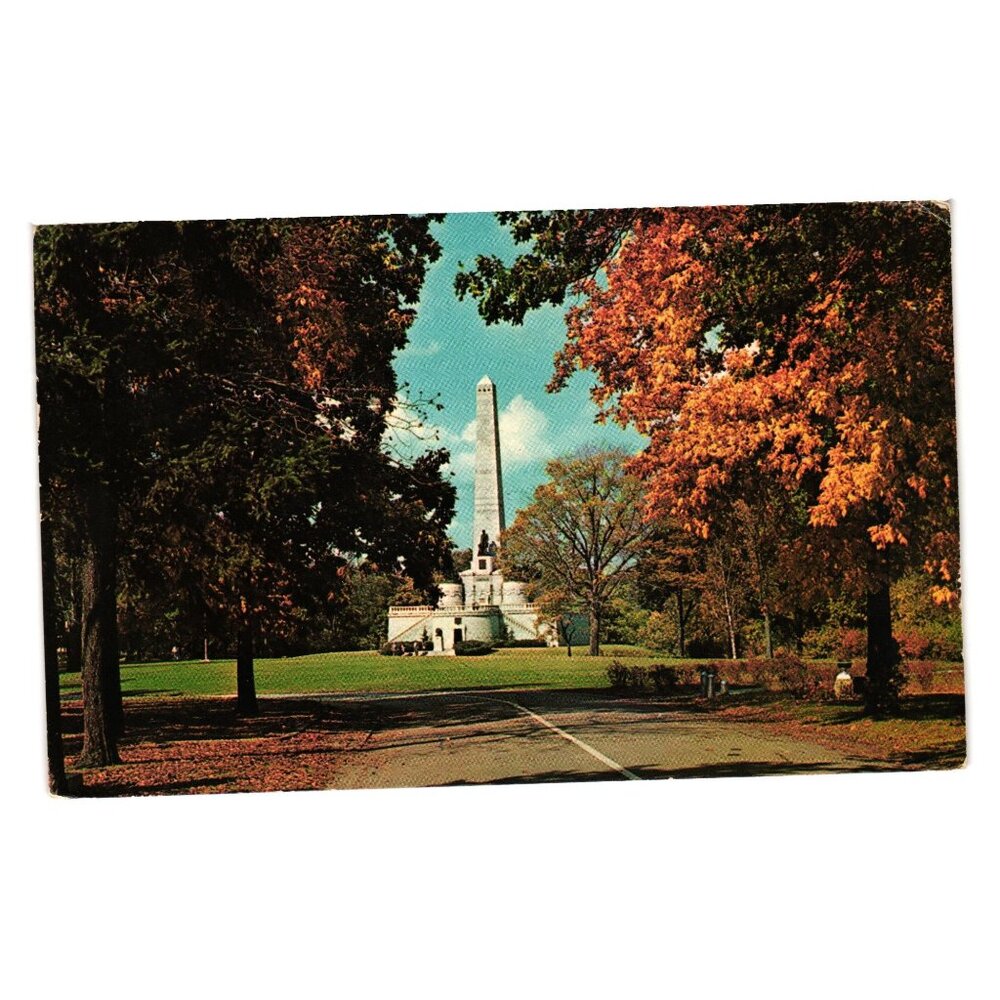 Vintage Lincolns Tomb Illinois Postcard 1966 Oak Ridge Cemetery Historical View